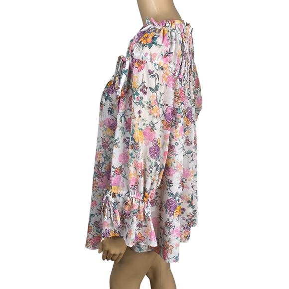 Tularosa Brogan Ruffle Puff Sleeve Floral Babydoll Off Shoulder Mini Dress SZ S - Picture 10 of 13